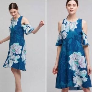 ANTHROPOLOGIE Maeve Floral Cold Shoulder Dress